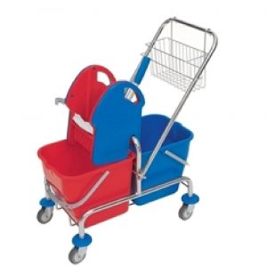 Wózek dwuwiaderkowy TTS chrom + koszyk